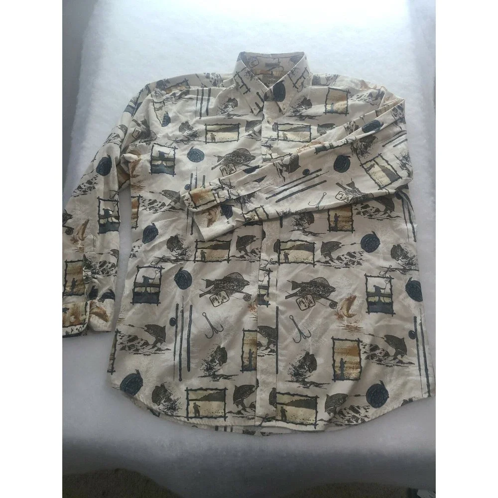 Natural Issue Angler Fishing Button Down Shirt Tan Brown Wrinkle Free Sz: XLT - Picture 1 of 10